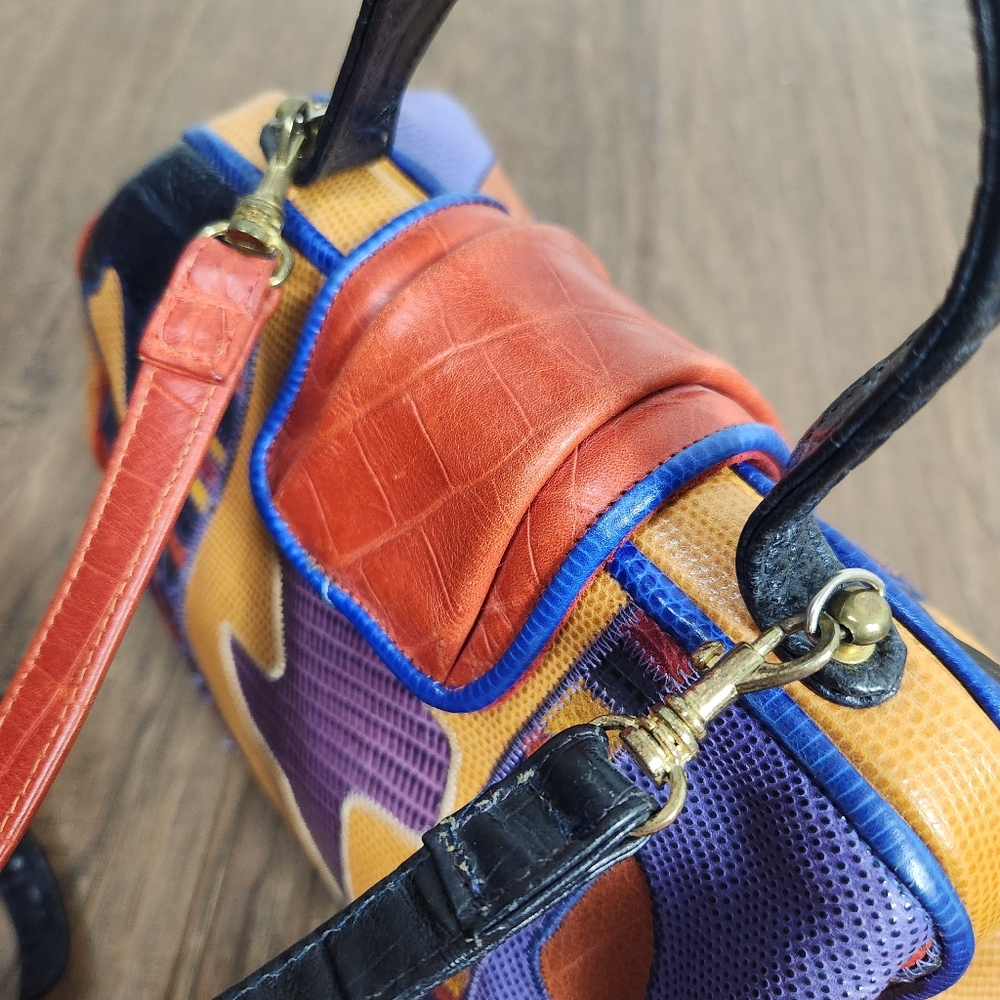 Vtg Sharif Leather Patchwork Handbag - image 5